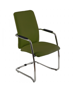Seduta visitatore con slitta strutturale cromata - completa di braccioli. Rivestimento in tessuto "SUPER - King L" 100% TREVIRA e reazione al fuoco classe 1.  Alt. tot: 93cm; Prof.tot: 59cm; Alt.schienale: 50cm; Largh.schienale: 50cm; Largh. sedile: 50cm;