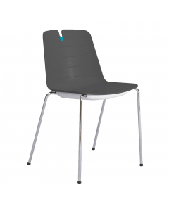Seduta visitatore 100% polipropilene con 4 gambe struttura cromata - bottone blu - altamente impilabile - senza braccioli. Alt. tot: 80cm; Prof.tot: 52cm; Alt.schienale: 39cm; Largh.schienale: 45cm; Largh. sedile: 45cm; Prof.sedile: 38cm; Alt.sedile: 45cm