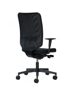 Seduta ergonomica semidirezionale con elevazione a gas - meccanismo synchro - meccanismo anti shock - meccanismo a contatto permanente - dotata di supporto lombare regolabile. Rivestimento seduta in tessuto "PLUS - Eco leather" idrorepellente, facile da p