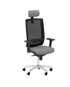 Seduta semidirezionale ergonomica girevole - elevazione a gas - meccanismo synchro con sedile traslabile - meccanismo anti shock -meccanismo a contatto permanente - supporto lombare regolabile. Rivestimento seduta in tessuto SUPER - King L 100% TREVIRA re