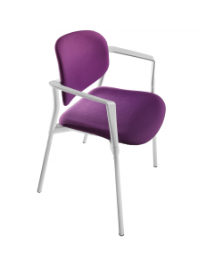 Seduta visitatore interlocutore con struttura verniciata bianca e imbottiture rivestite- completa di braccioli. Rivestimento in tessuto "SUPER - King L" 100% TREVIRA  e reazione al fuoco classe 1.  Alt. tot: 80cm; Prof.tot: 52cm; Alt.schienale: 33cm; Larg