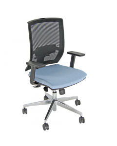 Seduta semidirezionale ergonomica girevole con elevazione a gas - meccanismo synchro con 4 blocchi anti shock - meccanismo a
contatto permanente - supporto lombare regolabile up down - base alluminio pressofuso; Rivestimento seduta in tessuto "SUPER - Kin
