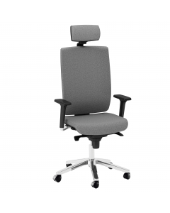 Seduta semidirezionale ergonomica girevole - elevazione a gas - meccanismo synchro con sedile traslabile - meccanismo anti shock -
meccanismo a contatto permanente - supporto lombare regolabile. Rivestimento seduta in tessuto SUPER - King L 100% TREVIRA r