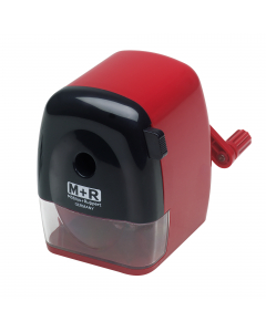 Temperamatite a manovella per matite e pastelli. 
Fresa elicoidale di qualità. Contenitore trasparente per 
i trucioli, pinze in gomma per proteggere le matite, auto-stop quando la mina è sufficientemente affilata, 
cono lungo per matite, cono corto per m