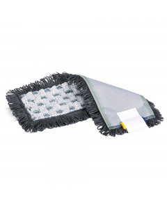 Frange esterne con fibre diagonali per rimuovere lo sporco più ostinato. Struttura pulente 4D efficace anche su pavimenti strutturati.
Mop con singola facciata pulente realizzato con il 36% di poliestere riciclato. Microfibra premium per una pulizia inten
