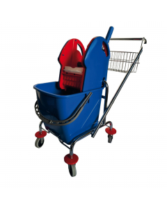Carrello mono cromato lt.25 con impugnatura alta. Composto da: Telaio cromato con ruote Ø 80 mm; Secchio lt.25; Cestino cromato; Strizzatore in plastica con ingranaggi in nylon. Dimensioni :41x58x93cm. Adatto per alberghi, stazioni ferroviarie, ospedali, 