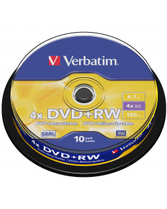 SCATOLA 10 DVD+RW SPINDLE 4X 4.7GB 120MIN.