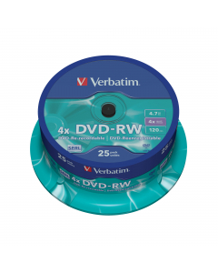 CONFEZIONE DA 25 DVD-RW SPINDLE 4X 4.7GB SUPERF.MATT SILVER SERIGRAFATA