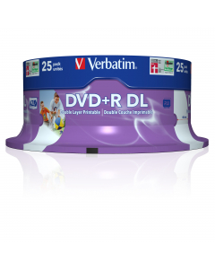 SCATOLA 25 DVD+R DUAL LAYER 8X 8.5GB 240MIN. SERIGRAFATO SPINDLE