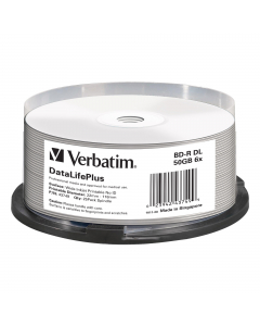 SCATOLA 25 BLU-RAY BD-R 50GB 6X STAMPABILE IN SPINDLE