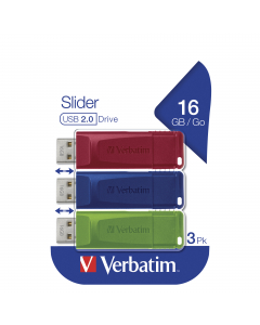 Verbatim - USB Pen Drive 3.2 Gen 1 Drive - 16 GB - rosso/giallo/blu - conf. 3 pezzi - 49306