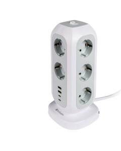 Multi-Spina a torretta 15 in 1
La Torre di alimentazione Multi-spina di Verbatim offre 11 prese CA, due porte USB-C e due porte USB-A.
Grazie al cavo di prolunga di 2 m, offre tutte le prese necessarie per mantenere i dispositivi carichi e operanti a pien