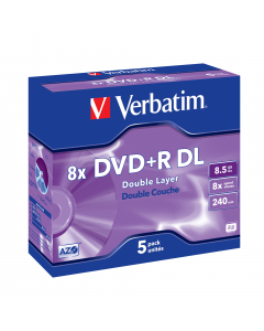 SCATOLA 5 DVD+R DUAL LAYER 8X 8.5GB 240MIN. SERIGRAFATO JEWEL CASE