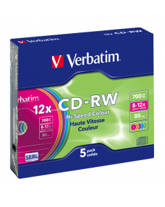 SCATOLA 5 CD-RW DATALIFEPLUS SLIM CASE 8X-10X 700MB SERIGRAFATO COLORATO