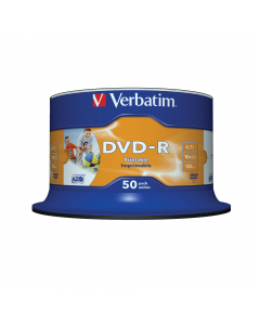 SCATOLA 50 DVD-R SPINDLE BULK 16X 4.7GB 120MIN. STAMPABILE WIDE MATT INKJET