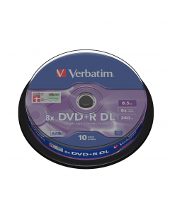 SCATOLA 10 DVD+R DUAL LAYER 8X 8.5GB 240MIN. SERIGRAFATO SPINDLE