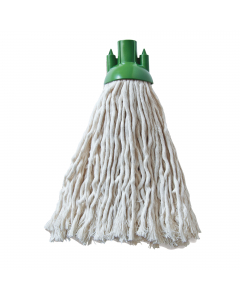 Mop lavapavimenti realizzato con materiali certificati 100% riciclati e riciclabili. La boccola, compatta e resistente, è prodotta con materiali plastici 100% riciclati da post-consumo e post-industriale. Le fettucce sono realizzate in fibre di cotone 100