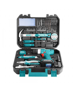 Valigetta composta da: Trapano Avvitatore 12V; 1 batteria 12V 1.5Ah; 1 Caricabatterie (tempo di carica 2 ore); 1 punta Cr-V da 65mm; 1 Adattatore 4-6mm (25mm); 6 chiavi esagonali 1/4? da 5mm, 6mm, 8mm, 9mm, 10mm, 11mm. ; 1 Martello; 1 cacciavite SL5.5*100