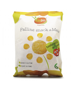 Snack biologico Vivibio a base di mais senza glutine. Dal gusto leggero ed irresistibile, le palline sono lo snack ideale come spezzafame durante la giornata o come merenda, in alternativa alle classiche patatine. Pratica confezione da gustare anche fuori