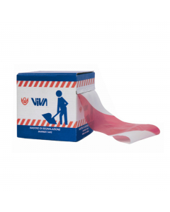 NASTRO PER SEGNALAZIONI. ASTUCCIO DISTRIBUTORE CON BOBINA DI FILM DA 70MM X 200 METRI BIANCA E ROSSA