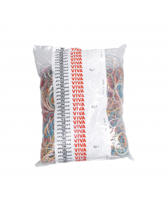 Sacchetto da 1kg di elastici in gomma in colori e misure assortite.
