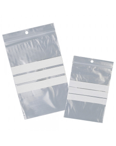SACCHETTI ZIP con bande scrivibili e foro