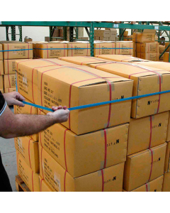 Elastici realizzati appositamente per stabilizzare il carico sul pallet e rendere sicuro il trasporto e lo stoccaggio.  Alternativa economica e riutilizzabile al classico film. Elastico altezza 20mm adatto per pallet 80x120cm.
