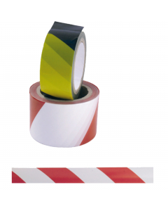 Nastro adesivo 50mmx25mt sicurezza rosso/bianco. In PVC liscio.
