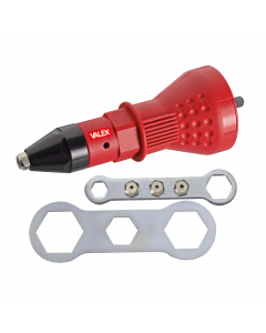 Caratteristiche: 4 teste intercambiabili per rivetti in alluminio Ø 2,4-3,2-4,0-4,8mm - Testa in acciaio.