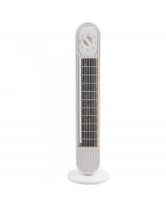 Ventilatore da terra Torre White a 3 velocità. AC 220-240 V -50 Hz. Decibel: 51,6 db (velocità max). Oscillazione orizzontale. Materiale: PP. Dotato di maniglia di trasporto e display manuale. Dimensioni: 20 x 79cm. Peso netto: 2,7kg.