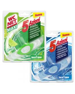 WC NET pulisce tutto il wc. Al contatto con l’acqua la tavoletta si attiva e garantisce 5 azioni pulenti: 
Schiuma superpulente: pulizia completa grazie alla sua forma allungata. 
Efficacia sbiancante grazie all’ossigeno attivo. 
Previene la formazione de