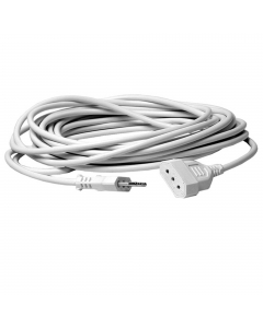 Prolunga elettrica di colore bianco. Spina standard italiano 2P+T 10 A. 1 presa standard italiano 2P+T 10 A con alveoli schermati. Cavo: 3x1,0 mm¦, lunghezza 10 m.