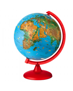 GLOBO GEOGRAFICO ILLUMINATO. CAVO ELETTRICO DI ALMENO 150CM (CONFORME ALLE NORMATIVE VIGENTI).CARTOGRAFIA FACILITATA CON ANIMALI CHE RENDE DIVERTENTE L'APPRENDIMENTO DELLA GEOGRAFIA. UTILIZZABILE ANCHE COME LAMPADA ANTI-PAURA. BASE E SEMI-MERIDIANO IN RES