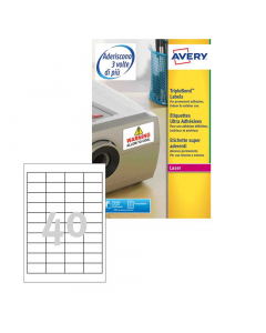 Etichette bianche super aderenti. Adesiscono 3 volte di più delle comune etichette in carta. Realizzate in poliestere ultra resistente, resistono all'olio, allo sporco, ai raggi UV e temperature da -40°C a +100°C. Confezione da 20 fogli in A4. Per stampe 