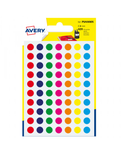 Bollini colorati rotondi in bustina. Perfette per organizzare documenti e prodotti per codice colore. Confezioni da 6 fogli. Etichette da diametro 8mm / 70 etichette per foglio.