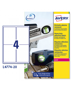 Etichette in poliestere bianco. Etichette in poliestere, resistono all'acqua, allo sporco, agli strappi e ai raggi UV, alle temperature da -20°C a +80°C. Possono essere applicate su metallo, vetro, plastica e legno. Ideali per uso esterno. Alcuni formati 